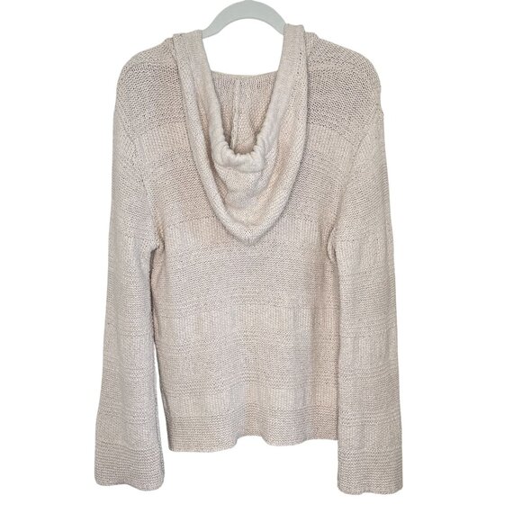 Faherty Cream Knit Pullover Sweater With Hood & V-Neck, M - Picture 2 of 10